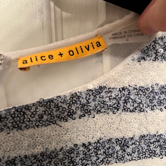 NWT Alice + Olivia Pammy Sequin Striped Dress - Picture 5 of 13
